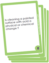 flash cards for students to learn how to differentiate between physical and chemical changes.