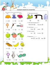 compare materials of objects based on their properties, science worksheet for kids