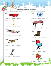 Materials of objects worksheet for kids. 