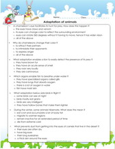 adaptation of animals worksheet for 4th grade