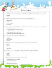 parts of plant & animal cells worksheet for 5th grade