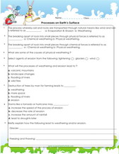 earth surface processes worksheet pdf 5th grade