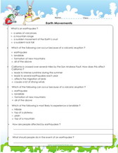 earth movement 5th grade worksheet pdf
