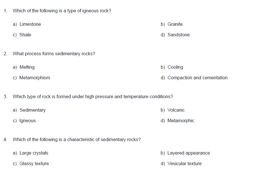 types of rocks worksheet in pdf download format.